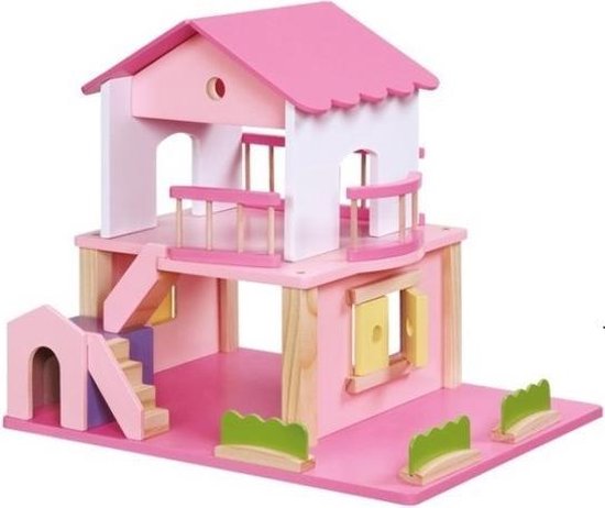 Base Toys Houten Poppenhuis - Roze