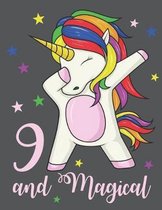 9 and Magical: A Cute 9th Birthday Dabbing Unicorn Practice Writing Journal, A Blank 8.5x11'' Composition Notepad Including Example Le