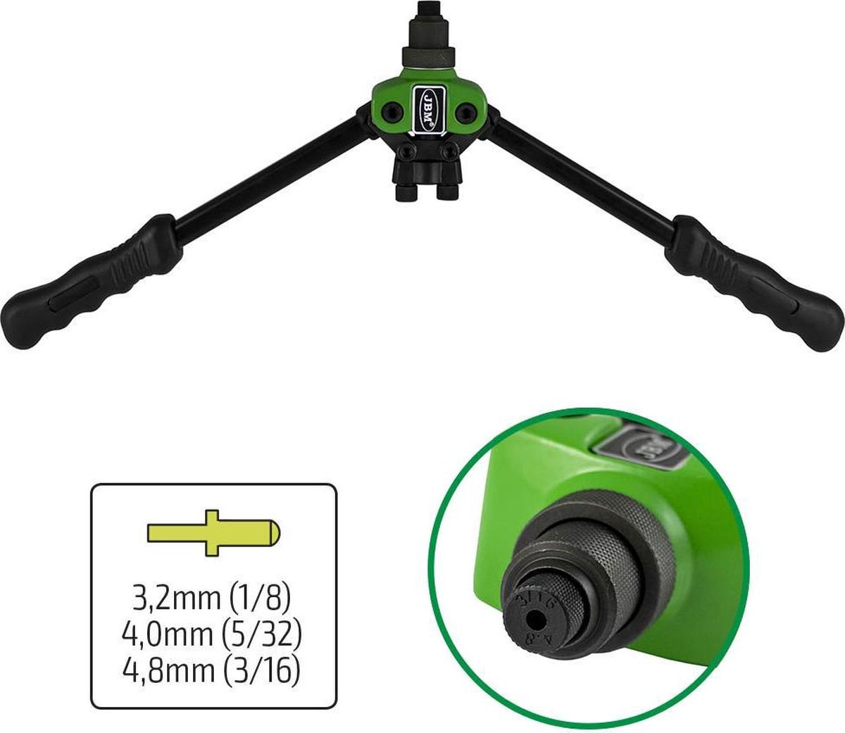 JBM Tools - Popnageltang 2,8 - 3.2 - 4.0 - 4,8 - 6,4 mm -  300mm lang Blindklinktang
