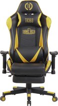 Gamingstoel kunstleer - met massagefunctie - zwart/geel - 53x71x136