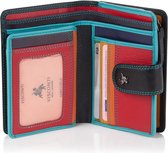 Visconti Dames Portemonnee - Leer - RFID - 10 pasjes - Rainbow Collectie - Zwart (RB51 BK)