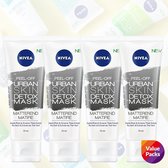 Nivea Urban Skin Detox Peel Off Gezichtsmasker - 4 x 75 ml - Voordeelverpakking