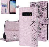 Samsung Galaxy S10 Bookcase hoesje slangen leder motief (roze)