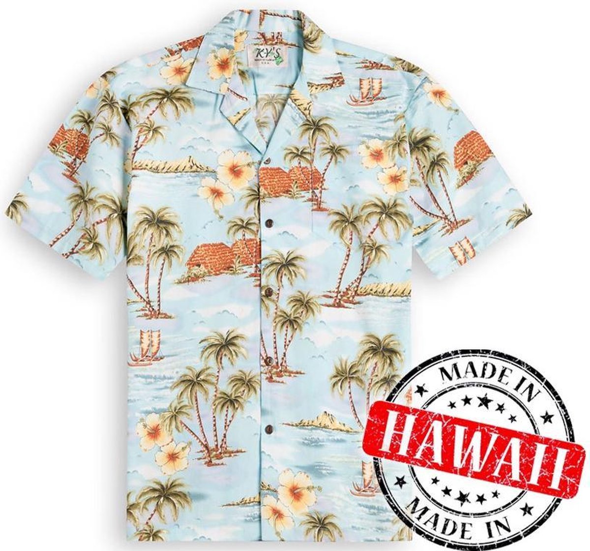 Hawaii Shirt Blouse Hemd "Leven op Hawaii" 100 Katoen Aloha