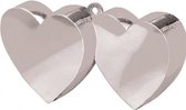 Set van 8x stuks ballon gewichtjes dubbele hartjes zilver 25 jaar getrouwd - Bruiloft feestartikelen