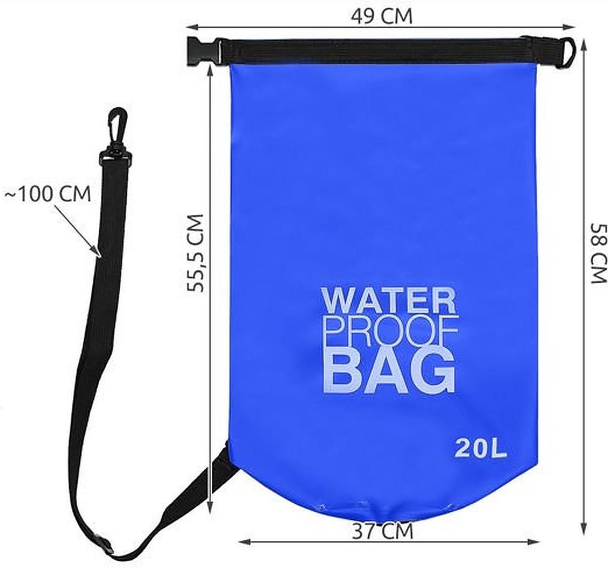 Waterproof Drybag - Drybag 20 Liter - Waterdichte Tas – Strandtas - Donker Blauw