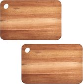 2x Rechthoekige acacia houten snijplanken 37 en 41 cm - Zeller - Keukenbenodigdheden - Kookbenodigdheden - Snijplanken/serveerplanken - Houten serveerborden - Snijplanken van hout