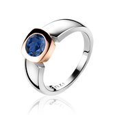 ZINZI zilveren ring rosé verguld blauw ZIR1150H