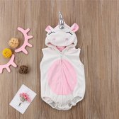 Budino Unicorn Eenhoorn Baby Pyjama Romper - Wit Roze - Maat 68