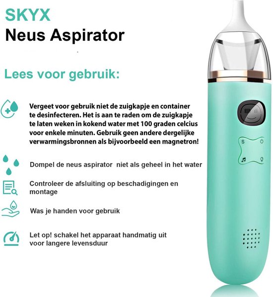 Neusreinger voor Baby's en Jonge Kinderen (0-8 jaar) - Elektrische Neus Aspirator - Snoetenpoetser - Neuszuiger - Baby Aspirator - Multifunctionele Neus Reiniger - Verstopte Neus Baby's - Elektrisch Oplaadbaar van Merkloos — afbeelding 3