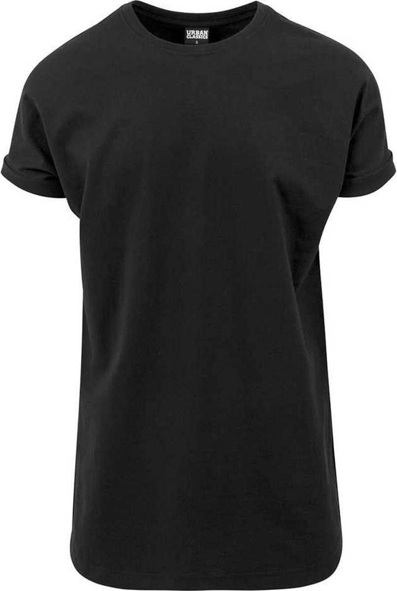 Urban Classics Long Shaped Turnup Tee Heren T-shirt – S Zwart