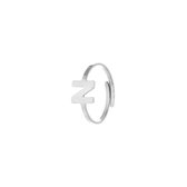 Nana  Dames Ring met letter N  - Ringen Dames- Vrouwen  zilverkleurig letter ringen