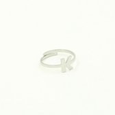 Nana  Dames Ring met letter K  - Ringen Dames- Vrouwen  zilverkleurig letter ringen