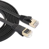 3 m CAT7 10 Gigabit Ethernet ultraplatte patchkabel voor modem / router LAN-netwerk - gebouwd met afgeschermde RJ45-connectoren (zwart)