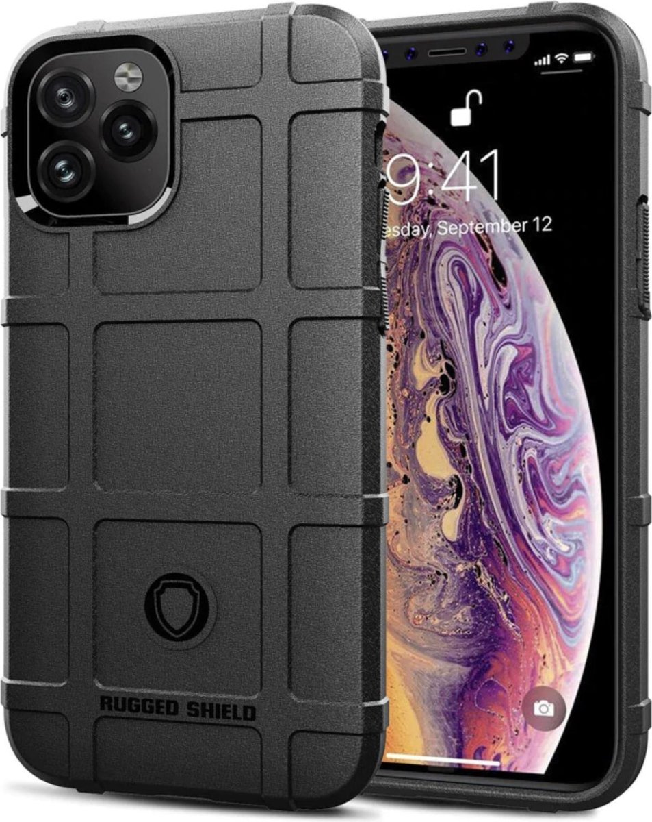 Geschikt voor Apple iPhone 11 Pro Shockproof Backcover - Zwart - Rugged Armor - TPU