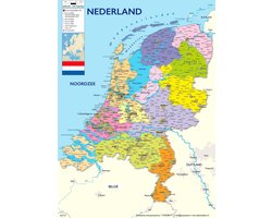 Nederland kaart poster  30 x 40cm - luxe uitvoering  - wandd