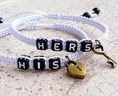 His & Hers Armband Set voor Hem en Haar - Hartje - Wit / Zwart - Romantisch Liefdes Cadeau - Mannen Cadeautjes - Cadeau voor Man