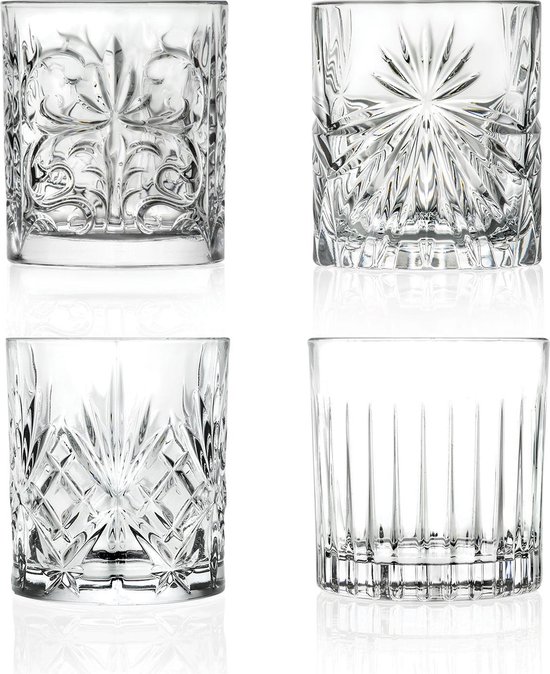serveerster ~ kant retort RCR Christal Italia - Mixology set - 4 tumblers - whisky glazen - cocktail  glas | bol.com