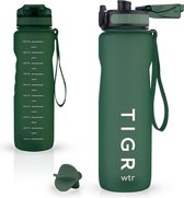 TIGR The Athlete - Drinkfles - Waterfles met Fruit Filter - 1000ml - Groen - Met Mengbal voor Shakes