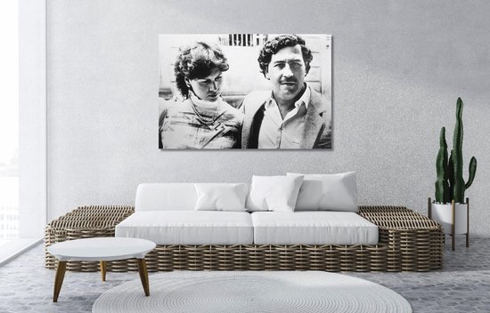 ✓ Pablo Escobar • Pablo And Wife Toile 90x60 cm • Impression