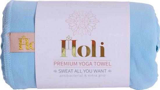 Foto: Holi yoga fitness handdoek blauw microvezel absorberend sneldrogend zacht