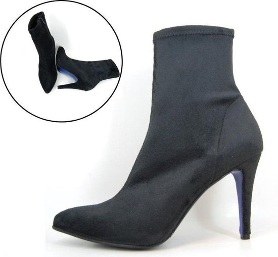 | Stravers Maat 43 Stretch Laarzen Kort Hoge Enkellaarsjes of korte booties | Silhouette | Hoge hakken