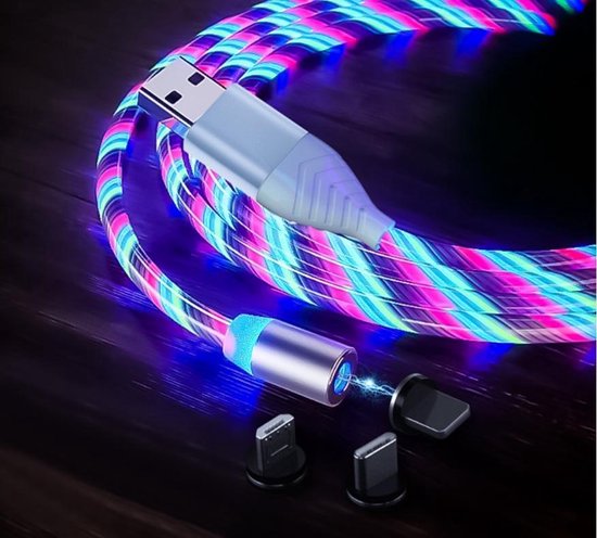 twintig knal Kloppen 2x LED Magnetische Oplaadkabel + Adapter - Smartphone Laadkabel - Universele  Oplader... | bol.com