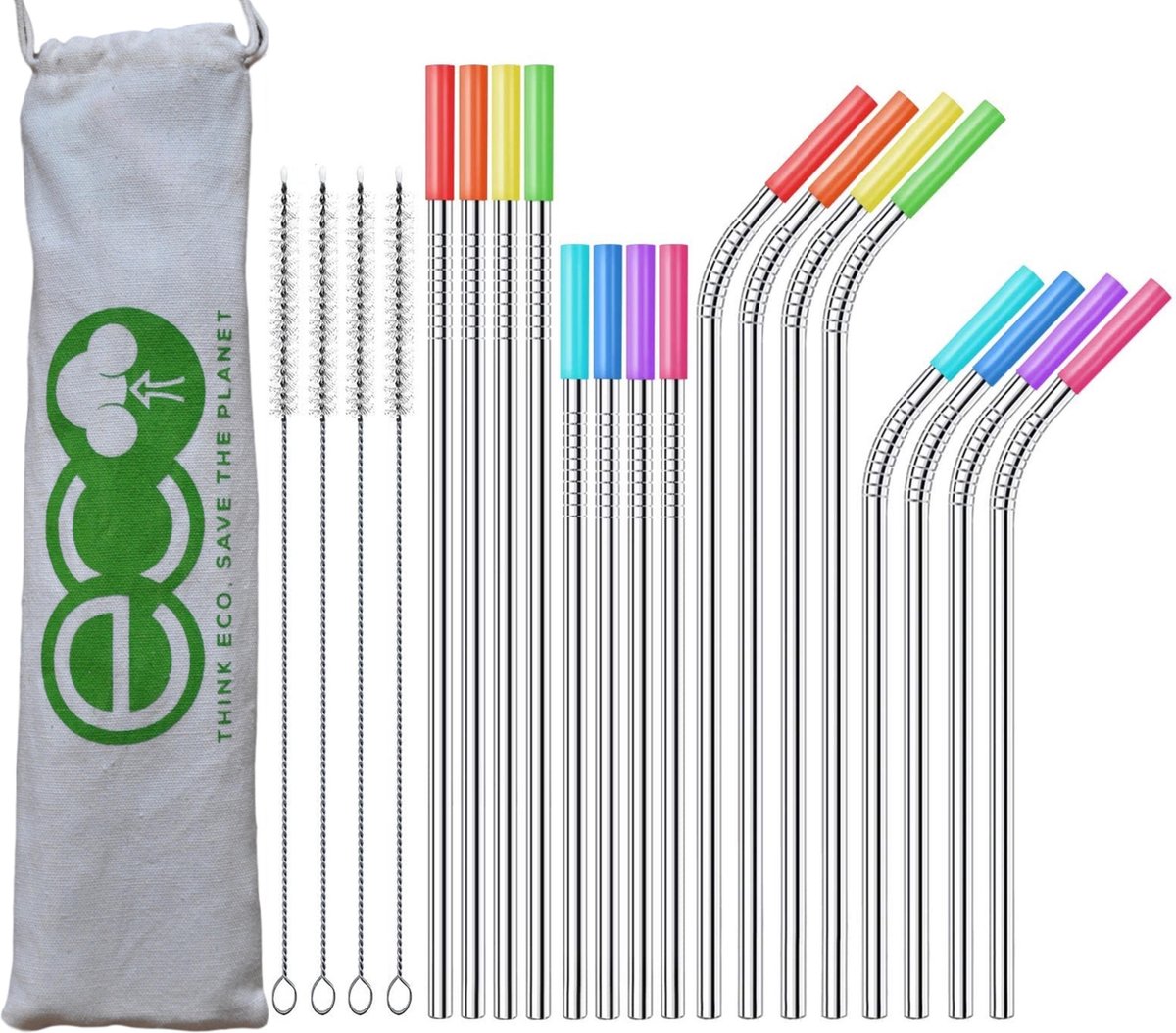 DYMHQ 8 gekleurde rietjes, glas, kleurrijk, herbruikbaar, onbreekbaar, hittebestendig, recht glas rietjes met 2 reinigingsborstels, gekleurde rietjes, glas voor cocktails en smoothies