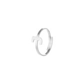 Nana Dames Ring met letter J  - Ringen Dames- Vrouwen  zilverkleurig letter ringen