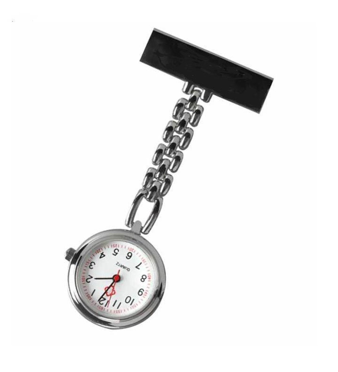 Klassiek Horloge Verpleegster - Zusterhorloge - Speld - Zilverkleurig - Ø 2.5 cm