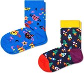 Happy Socks Sokken Kids 2 Pack Space Cat Socks Blauw Maat:0-12 mnd