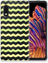 Siliconen Back Cover Geschikt voor Geschikt voor Samsung Xcover Pro GSM Hoesje Waves Yellow