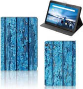 Leuk Hoesje Lenovo Tablet M10 Cover met Standaard Personaliseren Wood Blue
