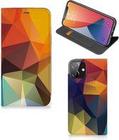 Smartphone Hoesje Geschikt voor iPhone 12 | Geschikt voor iPhone 12 Pro Leuk Book Case Polygon Color