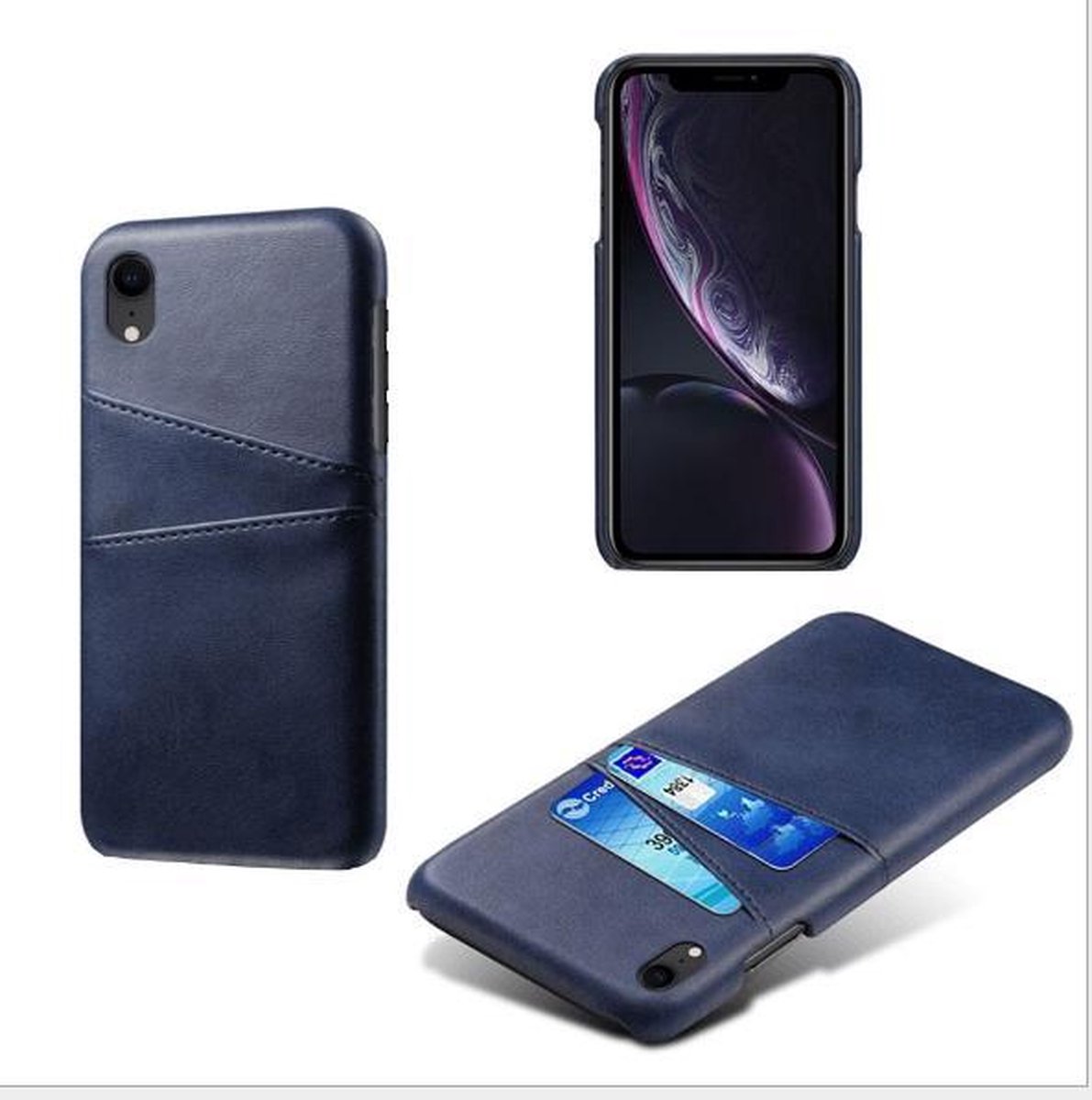 Hybride Back Cover met 2 Opbergvakjes voor iPhone XR _ Blauw