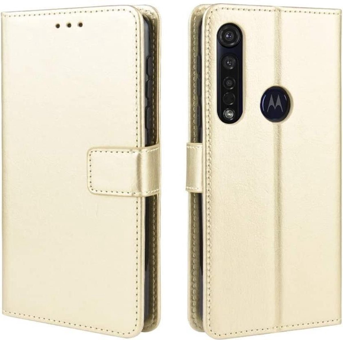 Motorola Moto G8 Plus hoesje book case goud