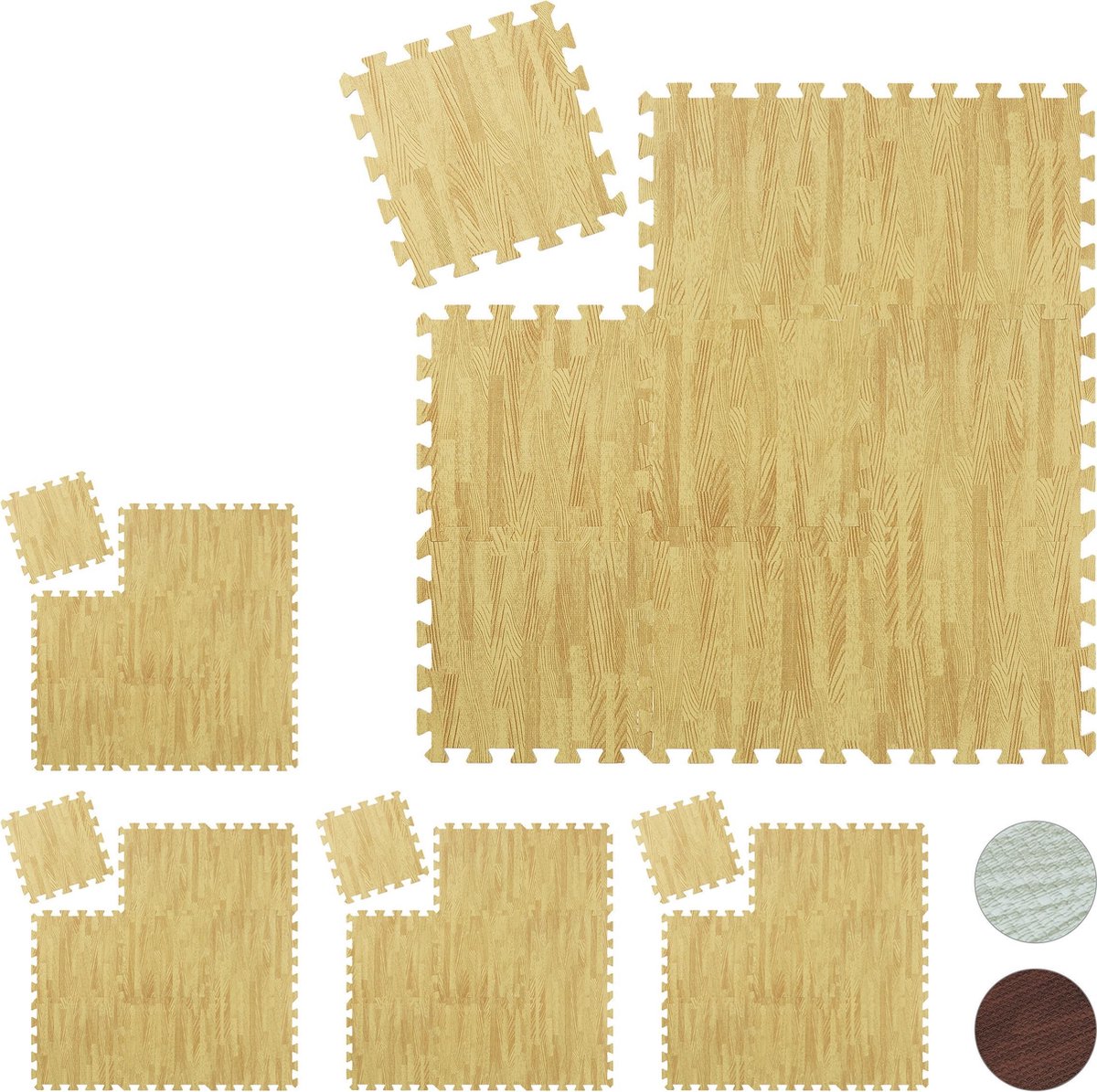 thumbnail: Relaxdays Puzzelmatten Set - 9 Delen EVA Schuim, Donkerbruin Houtlook Voor Sport En Speelruimte