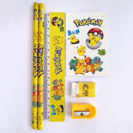 Coffret scolaire Pokémon - Crayons - Règle - Gum - Taille-crayon -  Autocollants 