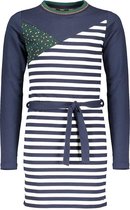 Nobell Miky striped tight dress with cut and sew details at chest Grey Navy Q008-3807