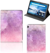 Bookcase Hoesje Lenovo Tablet M10 Tablet Hoes met Magneetsluiting Pink Purple Paint
