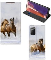 Wallet Book Case Samsung Galaxy Note20 Smart Cover Hoesje Paarden