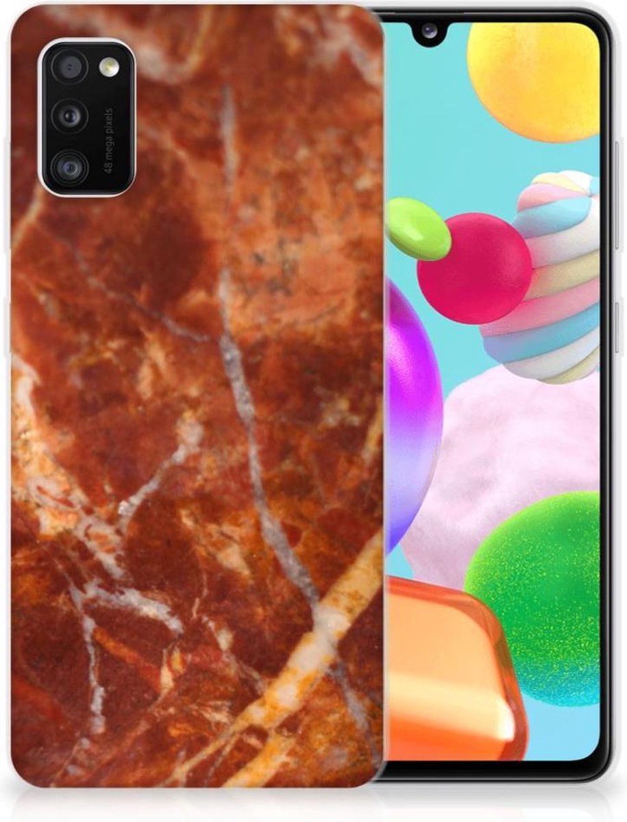 Samsung Galaxy A41 TPU Siliconen Hoesje Marmer Bruin