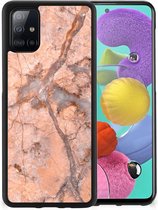 Telefoonhoesje Geschikt voor Samsung Galaxy A51 Leuk Case met Zwarte rand Marmer Oranje