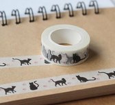 Washi Tape Poes - 1,5 cm Breed - Washi Papier - Washi Tape Kat