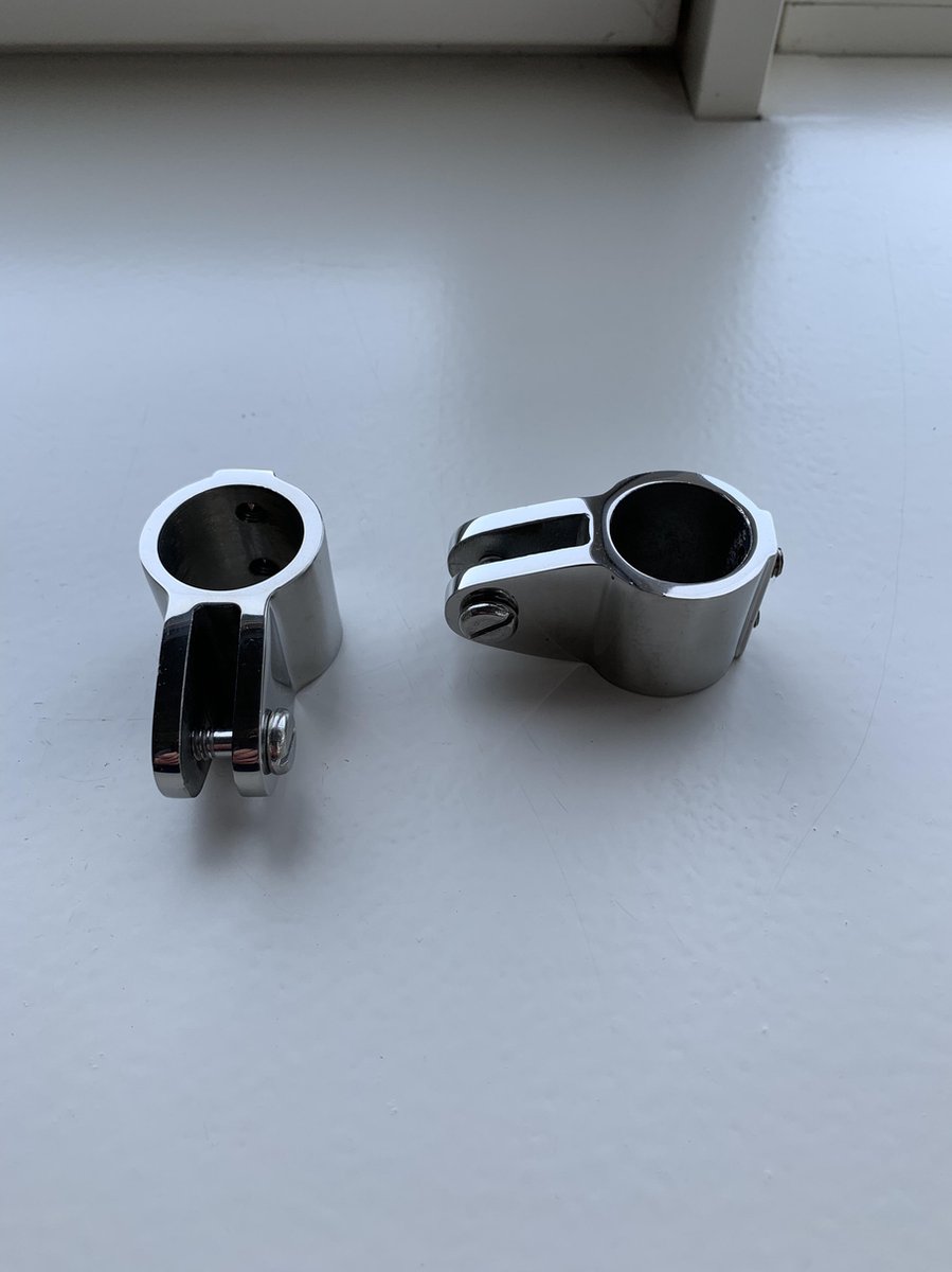 2x Rvs middenstuk 25 mm-Heavy duty uitvoering-Bootkap-Buiskapbeslag-Biminitop.
