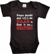 Zwarte romper met "Papa denkt dat hij de baas is. Dat is zo... Schattig!!!" - maat 68 - vader, vaderdag, babyshower, zwanger, cadeautje, kraamcadeau, grappig, geschenk, baby, tekst