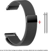 Zwart Milanees Stalen Bandje voor (zie compatibele modellen) 24mm Smartwatches van Sony, Suunto & Michael Kors – Maat: zie maatfoto – 24 mm black milanese smartwatch strap