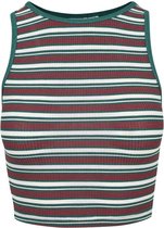 Urban Classics Crop top -M- Rib Stripe Wit/Rood