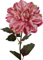 Viv! Home Luxuries Dahlia - Zijden Bloem - Roze Gestreept - 70cm - Topkwaliteit