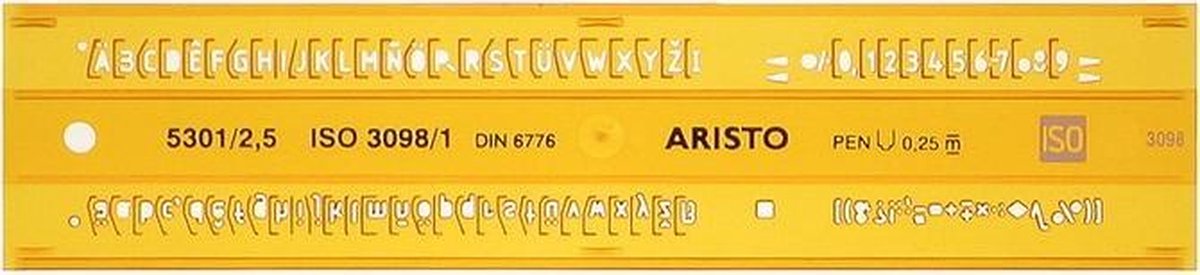 lettersjabloon Aristo 2,5mm H-profiel schriftvorm B recht AR-5301/2